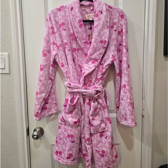 Juicy Couture JC Logo Cherry Print Plush Robe - Picture 5 of 6